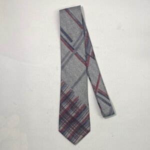 Gray and Red Plaid Men's Tie
